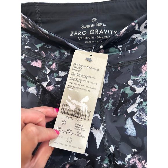 SWEATY BETTY Zero Gravity Slate Gray Nourish Print 7/8 Length Leggings Size XXS - Picture 7 of 7